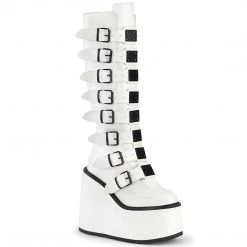 Demonia SWING-815 White Vegan Leather Knee Boot Boots