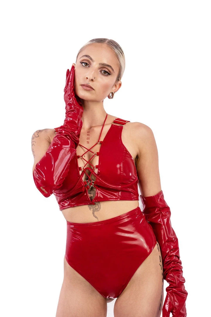 Naughty Thoughts Sinner Vinyl Opera Gloves Red 3 Naughty Thoughts Sinner Vinyl Opera Gloves Red