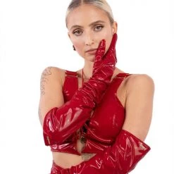 Naughty Thoughts Sinner Vinyl Opera Gloves Red 7 Naughty Thoughts Sinner Vinyl Opera Gloves Red