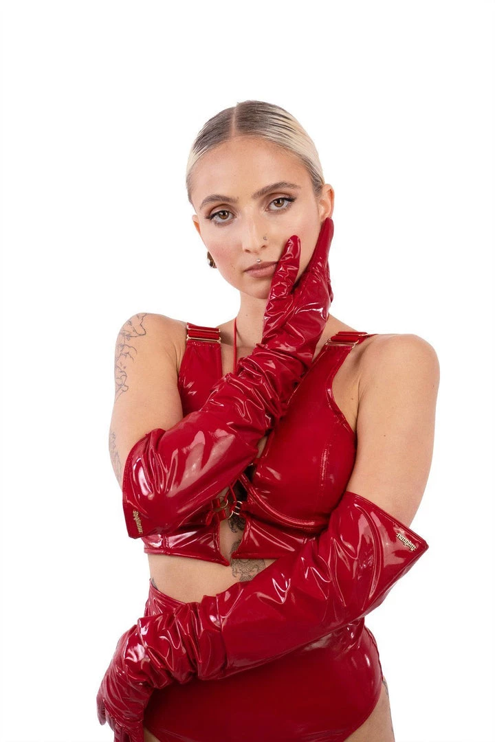 Naughty Thoughts Sinner Vinyl Opera Gloves Red 5 Naughty Thoughts Sinner Vinyl Opera Gloves Red