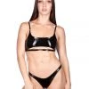 Naughty Thoughts New Arrivals Sinner Vinyl Underboob Top BLACK