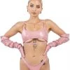 Naughty Thoughts Sinner Vinyl Underboob Top PINK