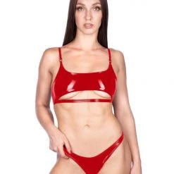 Naughty Thoughts Sinner Vinyl Underboob Top RED