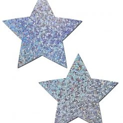 Pastease Star: Silver Glitter Star Nipple Pasties