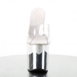 Pleaser Shoes TABOO-701 Clear/Silver Chrome Slide