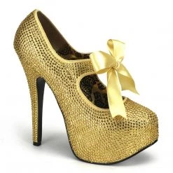 Bordello TEEZE-04R Gold Rhinestones