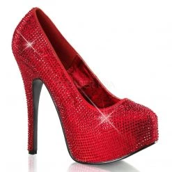 Bordello Shoes TEEZE-06R Red Rhinestones
