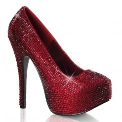 Bordello Shoes TEEZE-06R Ruby Red Rhinestone