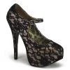 Bordello Shoes TEEZE-07L Nude Satin-Black Lace