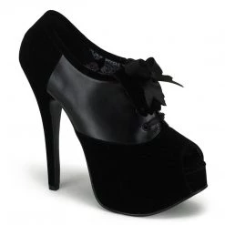 Bordello Shoes TEEZE-16 Black Velvet-Black Pu