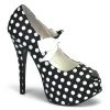 Bordello TEEZE-25 Black Satin Pu-White (Polka Dots)