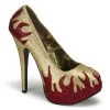 Bordello Shoes TEEZE-27 Gold Mini Glitter-Red Rstn