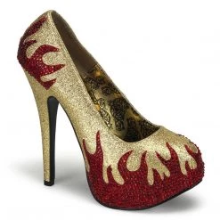 Bordello Shoes TEEZE-27 Gold Mini Glitter-Red Rstn