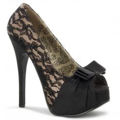 Bordello Shoes TEEZE-28 Champagne Satin-Black