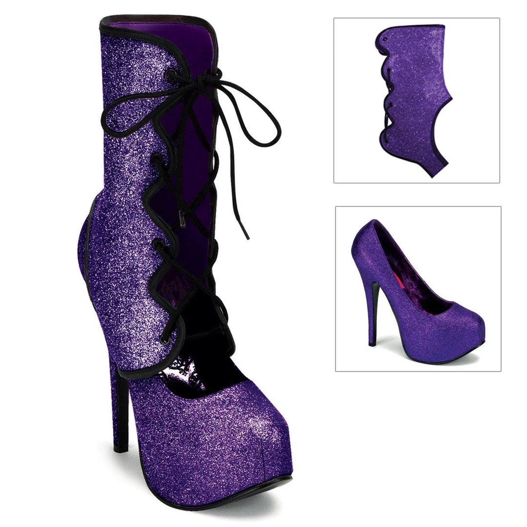 Bordello TEEZE-31G Purple Mini Glitter Shoes 3 Bordello TEEZE-31G Purple Mini Glitter Shoes