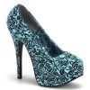 Bordello Shoes TEEZE-39 B.Blue Floral Satin