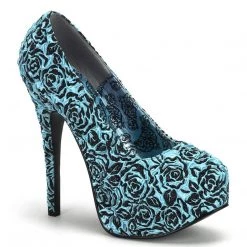 Bordello Shoes TEEZE-39 B.Blue Floral Satin