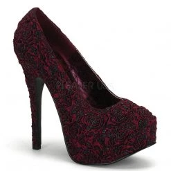 Bordello Shoes TEEZE-39 Burgundy Floral Satin