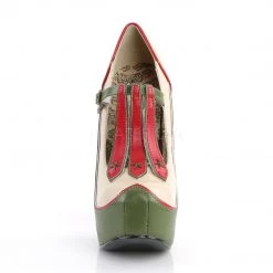 Bordello TEEZE-43 Cream-Olive Green Pu Shoes