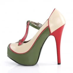 Bordello TEEZE-43 Cream-Olive Green Pu Shoes
