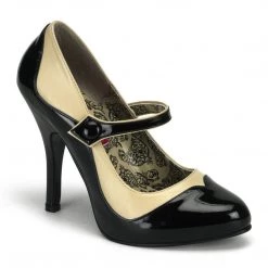 Bordello TEMPT-07 Black-Cream Pu Shoes