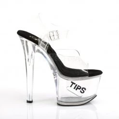 Pleaser TIPJAR-708-5 Clear-Black/Clear Platform Sandal Shoes