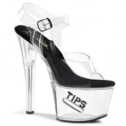 Pleaser TIPJAR-708-5 Clear-Black/Clear Platform Sandal Shoes