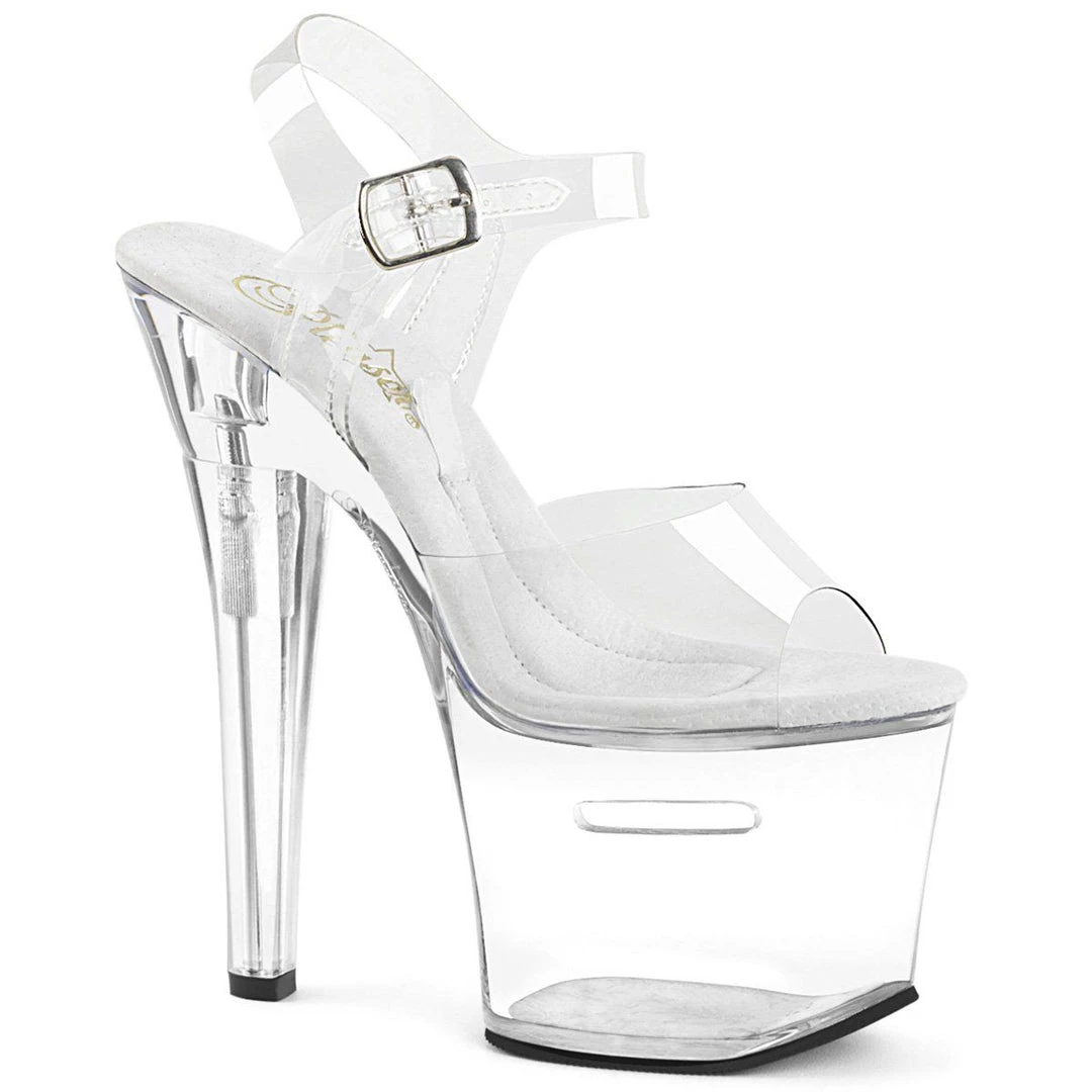 Pleaser TIPJAR-708RAD Clear Platform Sandal Shoes 8 Pleaser TIPJAR-708RAD Clear Platform Sandal Shoes