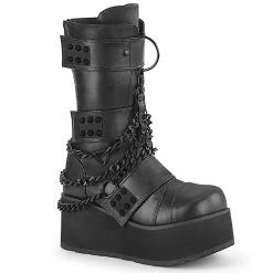 Demonia TRASHVILLE-138 Black Vegan Leather Mid-Calf Boot Boots