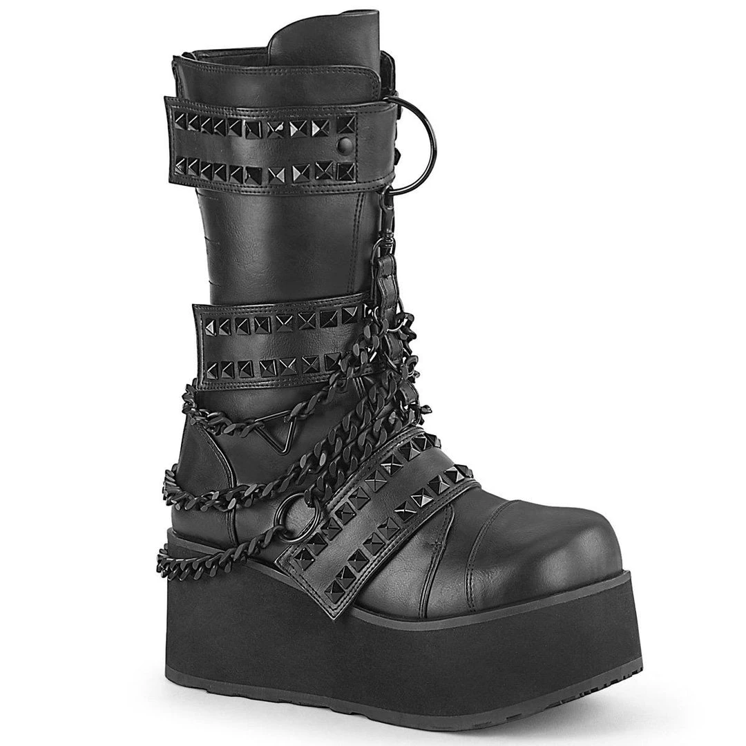 Demonia TRASHVILLE-138 Black Vegan Leather Mid-Calf Boot Boots 4 Demonia TRASHVILLE-138 Black Vegan Leather Mid-Calf Boot Boots