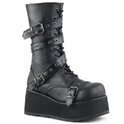 Demonia Boots TRASHVILLE-205 Black Vegan Leather Calf Boot