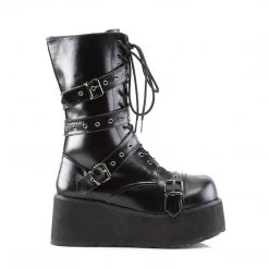 Demonia Boots TRASHVILLE-205 Black Vegan Leather Calf Boot