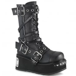 Demonia TRASHVILLE-250 Black Vegan Leather Mid-Calf Boot Boots
