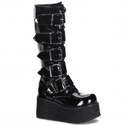 Demonia TRASHVILLE-518 Black Patent Knee Boot Boots