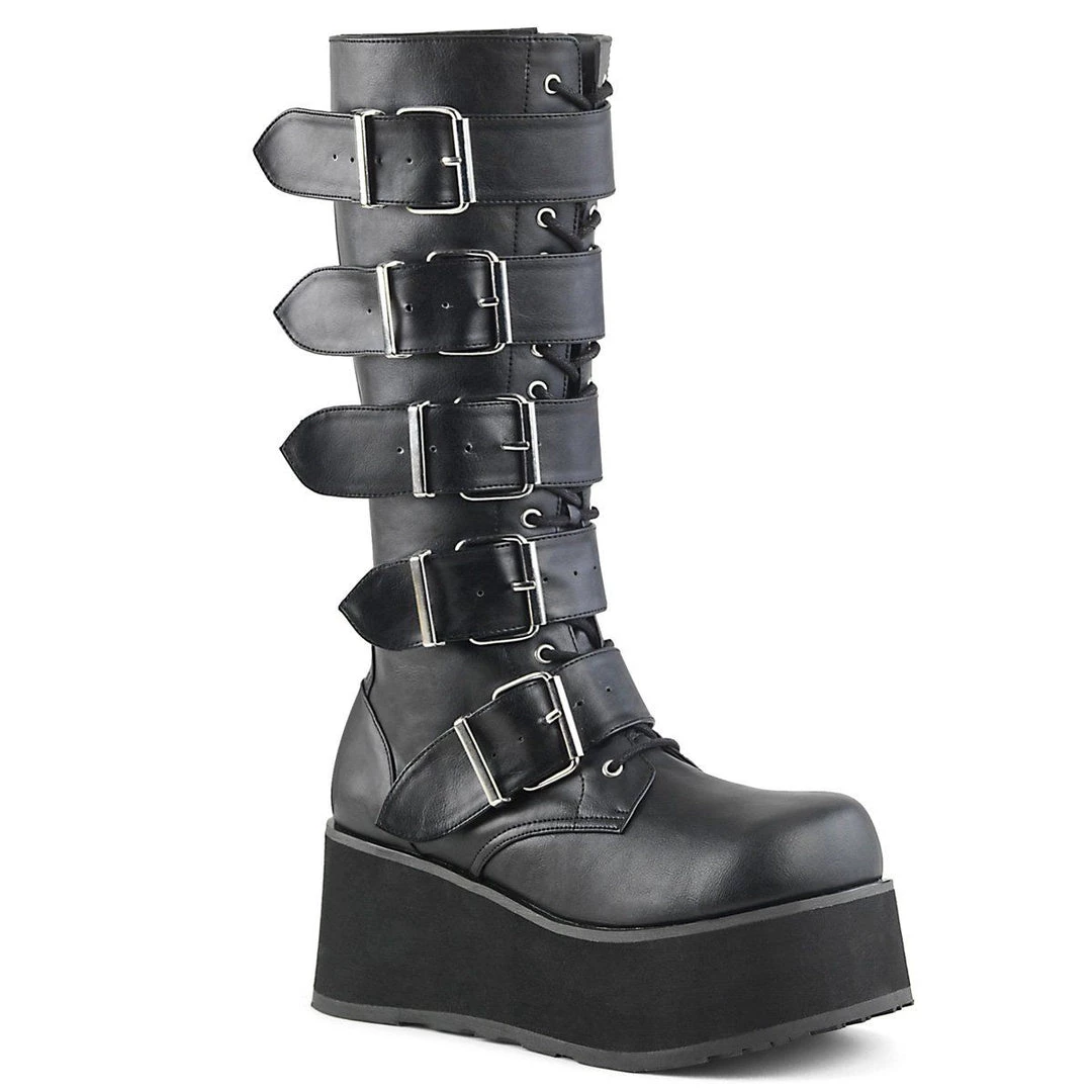 Demonia TRASHVILLE-518 Black Vegan Leather Knee Boot Boots 8 Demonia TRASHVILLE-518 Black Vegan Leather Knee Boot Boots