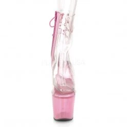 Pleaser UNICORN-1018C Clear/Bubble Gum Pink Tinted Ankle Boot Boots