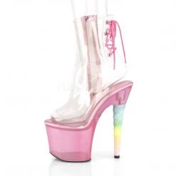 Pleaser UNICORN-1018C Clear/Bubble Gum Pink Tinted Ankle Boot Boots