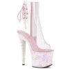 Pleaser UNICORN-1018C Clear/Opal Multi Glitter Ankle Boot Boots