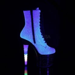 Pleaser Boots UNICORN-1020G Purple-Blue Glitter/Black Ankle Boot