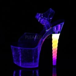 Pleaser Shoes UNICORN-708MG Clear-Black/Clear Platform Sandal