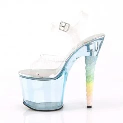 Pleaser Shoes UNICORN-708T Clear/Baby Blue Tinted Platform Sandal