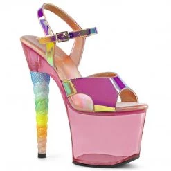 Pleaser UNICORN-711T Pink Shifting TPU/Bubble Gum Pink Tinted Platform Sandal