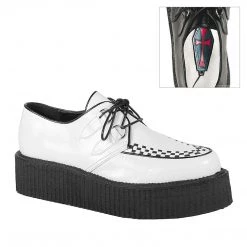 Demonia V-CREEPER-502 White Vegan Leather Creeper Shoes