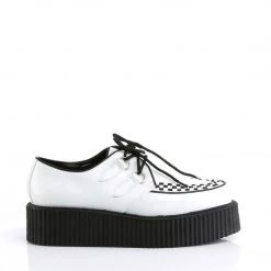 Demonia V-CREEPER-502 White Vegan Leather Creeper Shoes