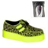 Demonia V-CREEPER-507UV Cheetah Fur-UV Lime Creeper Shoes