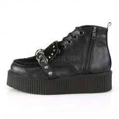 Demonia V-CREEPER-555 Black Vegan Leather-Faux Suede Creeper Shoes