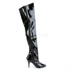 Pleaser VANITY-3010 Black Patent Thigh Boot Boots