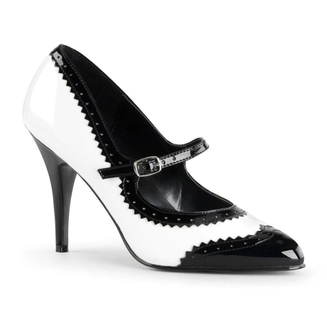 Pleaser Shoes VANITY-442 Black-White Patent Mary Janes 3 Pleaser Shoes VANITY-442 Black-White Patent Mary Janes