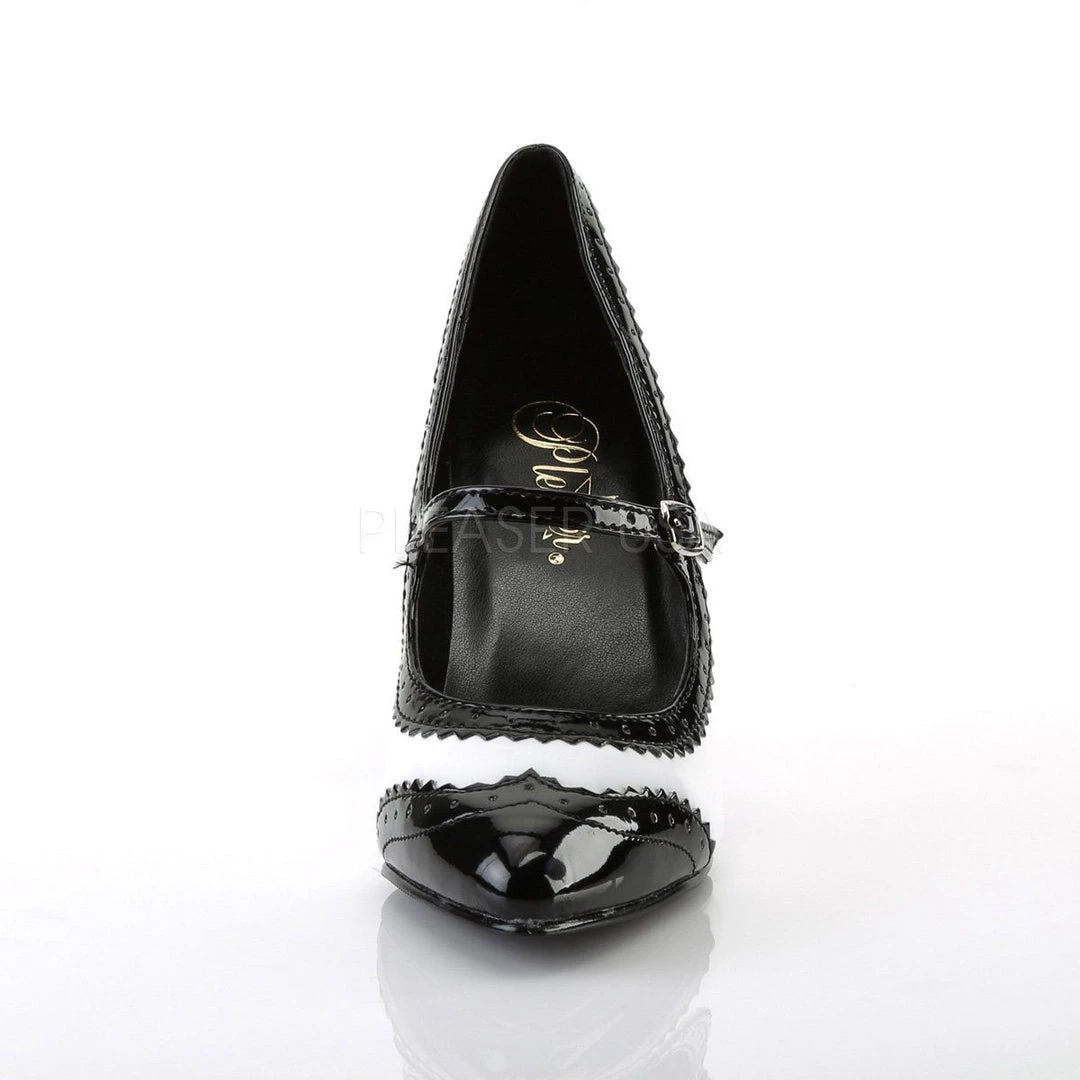 Pleaser Shoes VANITY-442 Black-White Patent Mary Janes 4 Pleaser Shoes VANITY-442 Black-White Patent Mary Janes