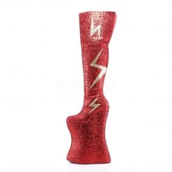 Pleaser Pink Label Boots VIVACIOUS-3016 Red-Gold Glitter